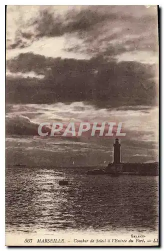 Cartes postales Marseille Coucher de Soleil L'Entree du Port