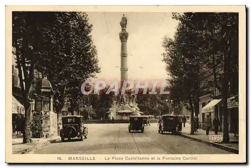 Ansichtskarte AK Marseille La Place Castellane et la Fontaine Cantini