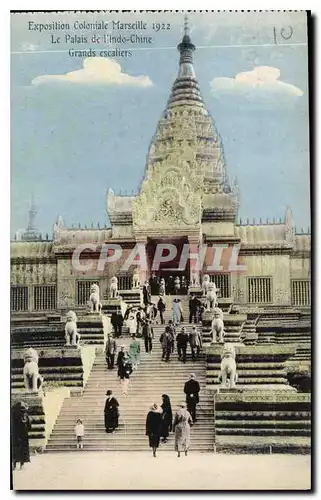 Cartes postales Exposition Coloniale Marseille le Palais de l'Indo Chine Grands Escaliers