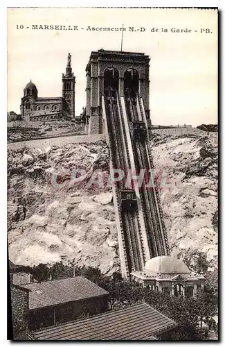 Cartes postales Marseille Ascenseurs Notre Dame de la Garde