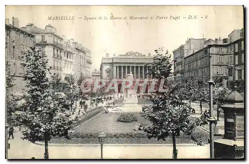 Cartes postales Marseille Square de la Bourse et Monument de Pierre Puget