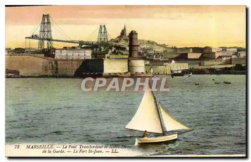 Ansichtskarte AK Marseille Le Pont Transbordeur et Notre Dame de la Garde