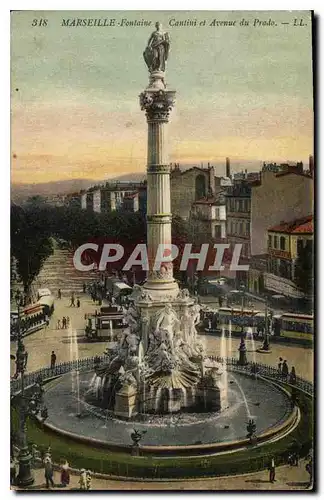 Cartes postales Marseille Fontaine Cantini et Avenue du Prado