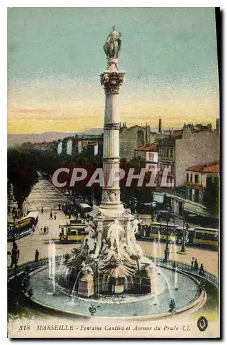 Ansichtskarte AK Marseille Fontaine Cantini et Avenue du Prado