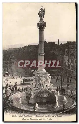 Cartes postales Marseille Fontaine Cantini et le Prado