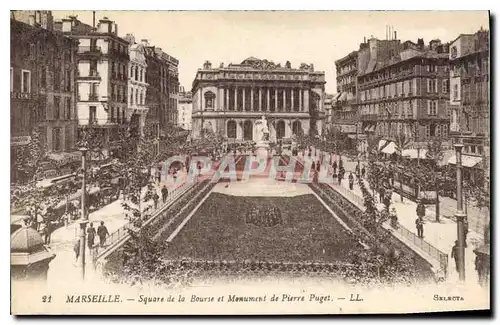 Cartes postales Marseille Square de la Bourse et Monument de Pierre Puget