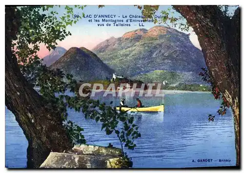 Cartes postales Lac d'Annecy Le Chateau de Duingt et les Montagnes d'Entravernes vus de Talloires