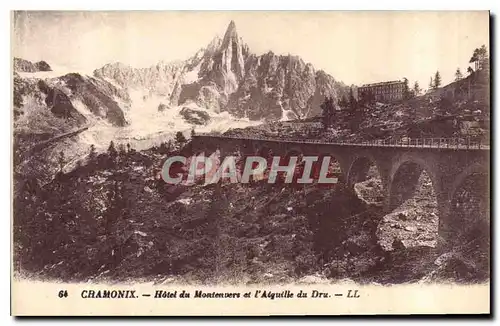 Cartes postales Chamonix Hotel du Montenvers et l'Aiquille du Dru