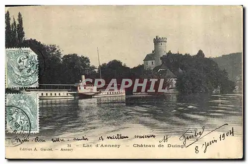 Cartes postales Lac d'Annecy Chateau de Duingt Bateau