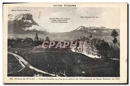 Cartes postales Savoie Tourisme Abimes de Myans Pierre Hachee le plus gros debris de l'Eboulement du Mont Granie