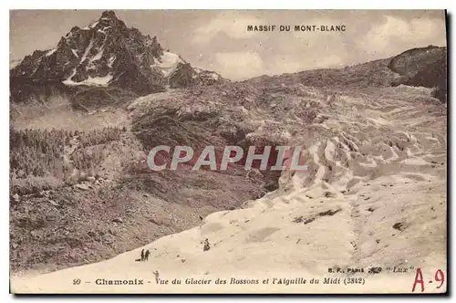 Cartes postales Massif du Mont Blanc Chamonix Vue du Glacier des Bossons et l'Aiguille du Midi