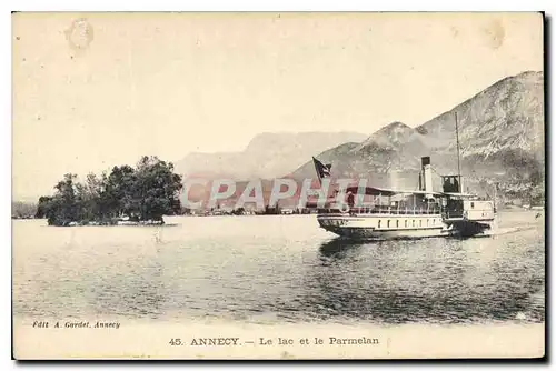 Ansichtskarte AK Annecy Le Lac et le Parmelan Bateau