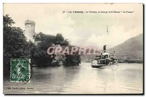 Ansichtskarte AK Lac d'Annecy Le Chateau Je Duingt et le Bateau La France