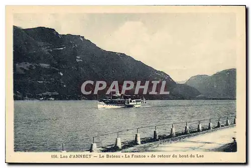 Cartes postales Lac d'Annecy Le Bateau La France de retour du Bout du Lac