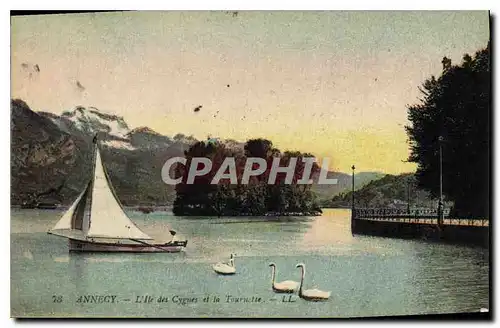 Cartes postales Annecy L'Ile des Cygnes et la Tournette