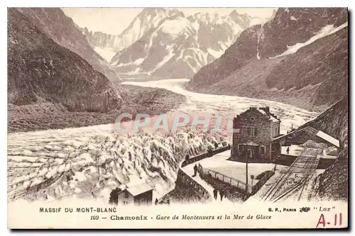 Cartes postales Massif du Mont Blanc Chamonix Gare de Montenvers et la Mer de Glace