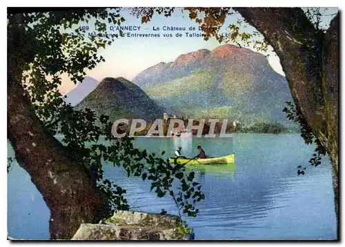 Cartes postales Lac d'Annecy Le Chateau de Duingt et les Montagnes d'Entrevernes vus de Talloires