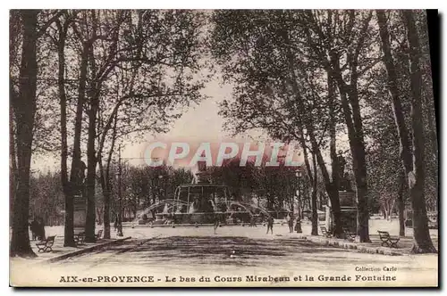 Cartes postales Aix en Provence Le Bas du Cours Mirabeau et la Grande Fontaine