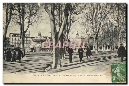 Cartes postales Aix en Provence Allees et Place de la Grande Fontaine