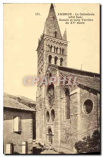 Ansichtskarte AK Embrun La Cathedrale cote Sud Grande et belle Verriere du XV siecle