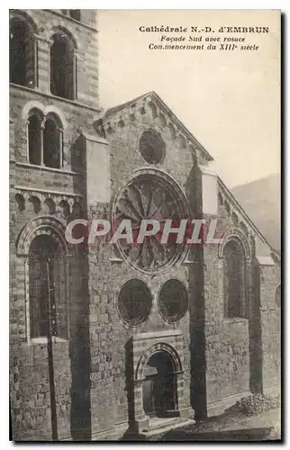 Cartes postales Cathedrale ND d'Embrun Facade Sud avec rosace