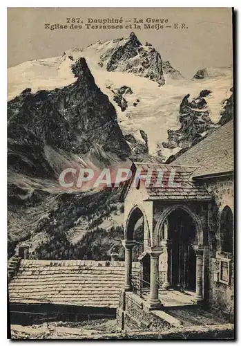 Cartes postales Dauphine La Grave Eglise des Terrasses et la Meije