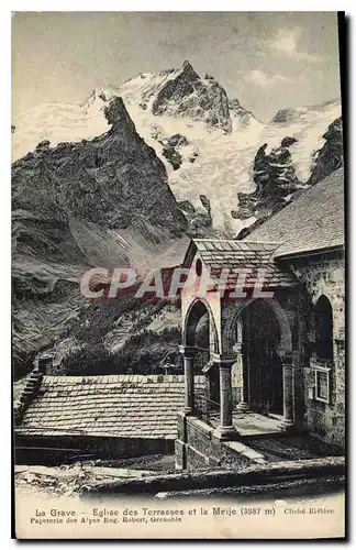 Cartes postales La Grave Eglise des Terrasses et la Meije