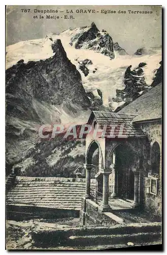 Cartes postales Dauphine La Grave Eglise des Terrasses et la Meije