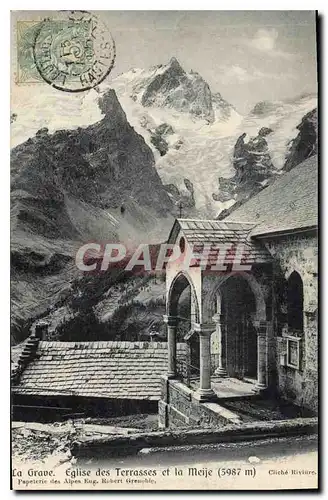 Cartes postales La Grave Eglise des Terrasses et la Meije