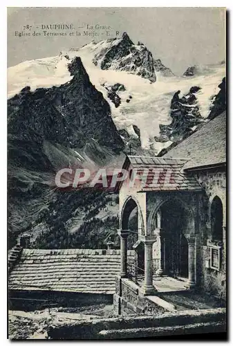 Cartes postales Dauphine La Grave Eglise des Terrasses et la Meije