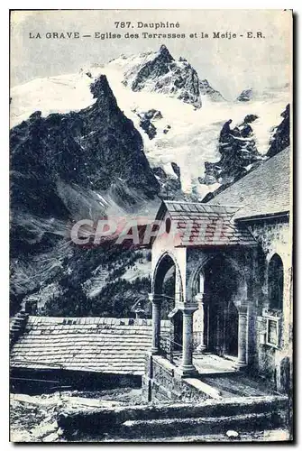 Cartes postales Dauphine La Grave Eglise des Terrasses et la Meije