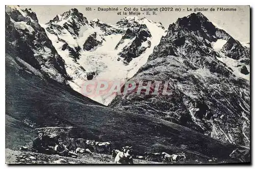 Cartes postales Dauphine Col du Lautaret Le glacier de l'Homme et la Meije