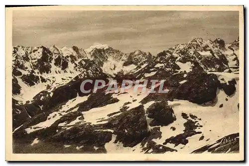 Ansichtskarte AK Panorama du Col du Galibier Au cetre les Ecrins