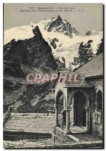Ansichtskarte AK Dauphine La Grave Eglise des Terrasses et la Meije