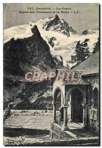 Cartes postales Dauphine La Grave Eglise des Terrasses et la Meije