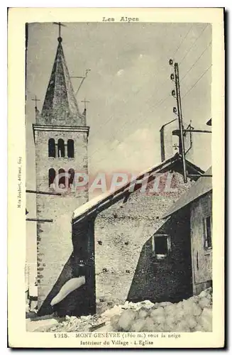 Cartes postales Mont Genevre sous la neige Interieur du Village L'Eglise