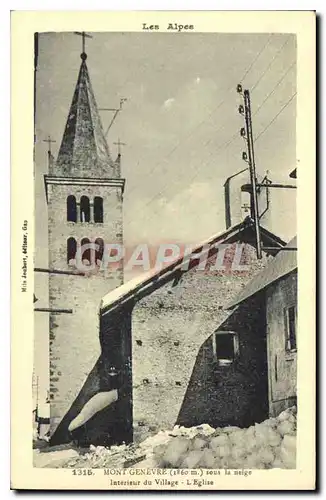 Cartes postales Mont Genevre sous la neige Interieur du Village L'Eglise