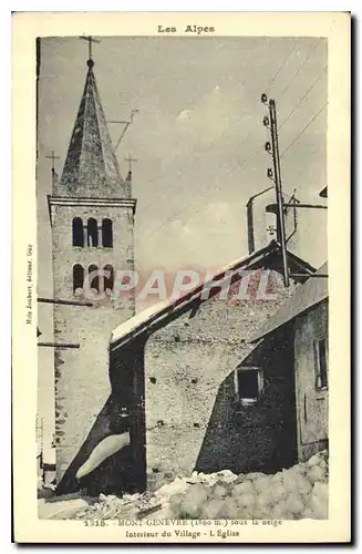 Cartes postales Mont Genevre sous la neige Interieur du Village L'Eglise