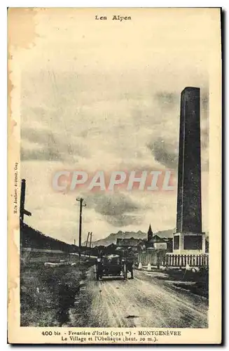 Cartes postales Frontiere d'Italie Montgenevre Le Village et l'Obelisque