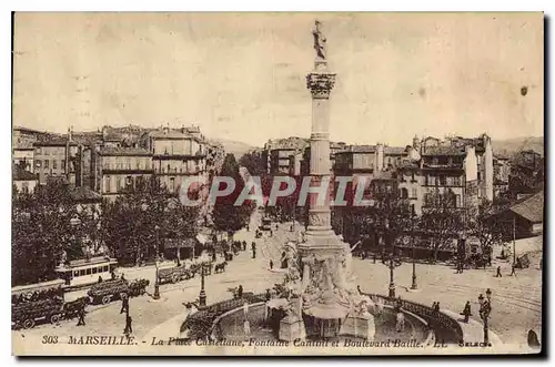 Ansichtskarte AK Marseille la Place Castellane Fontaine Cantini et Boulevard Baille