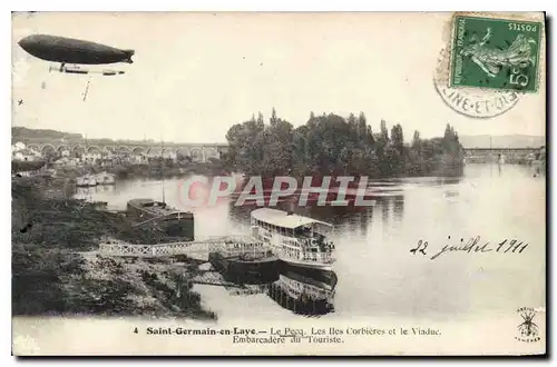 Cartes postales Saint Germain en Laye le Pecq les Iles Corbieres et le Viaduc Embarcadere du Touriste Zeppelin D