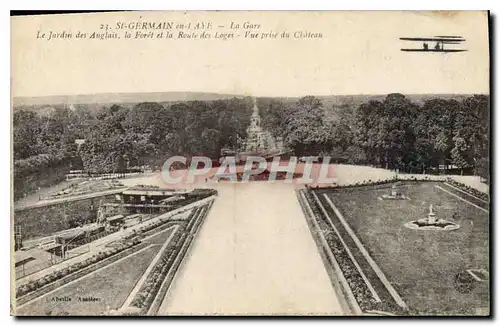 Cartes postales Saint Germain en Laye la Gare le Jardin des Anglais la Foret et la Route des Loges vue prise du