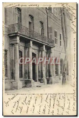 Cartes postales Aix en Provence Hotel du Duc de Villars XVIII siecle