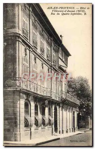 Cartes postales Aix en Provence Hotel de Villeneuve d'Ansouis Rue de Quatre Septembre