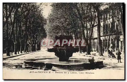 Cartes postales Aix en Provence Fontaine des 9 Canons Cours Mirabeau