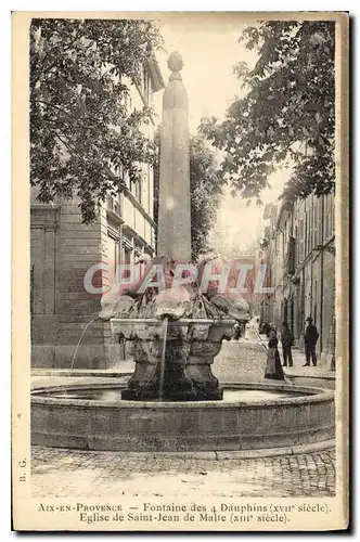 Cartes postales Aix en Provence La Fontaine des 4 Dauphins Eglise Saint Jean de Malte