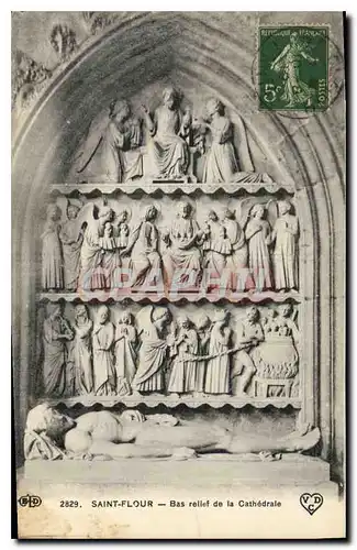 Ansichtskarte AK Saint Flour Bas relief de la Cathedrale