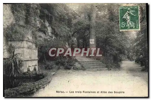 Ansichtskarte AK Nerac Les trois Fontaines et Allee des Soupirs