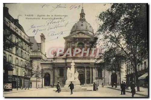 Cartes postales Paris Eglise de la Sorbonne Monument Auguste Comte