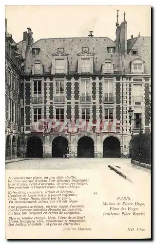 Cartes postales Paris Maison de Victor Hugo Place des Vosges